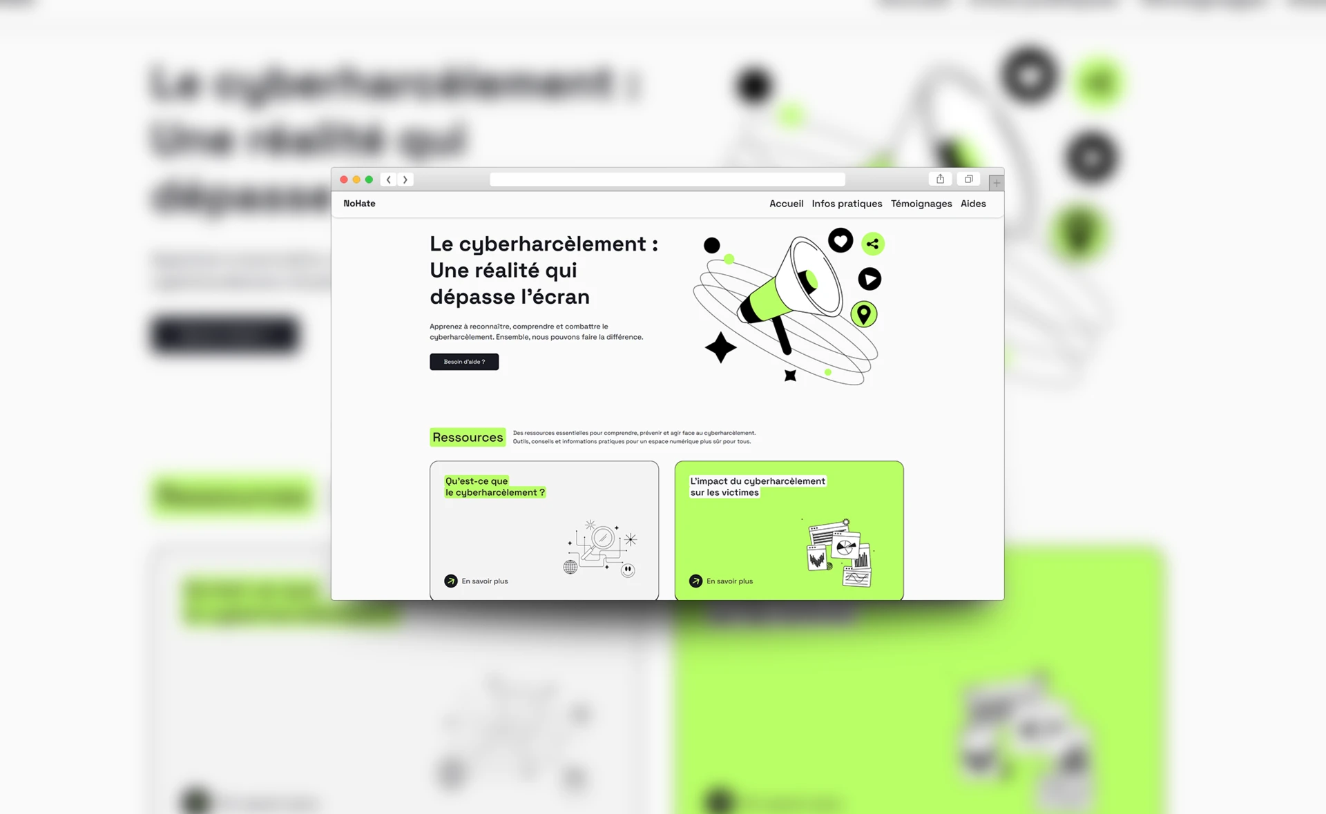 Nohate mockup page web